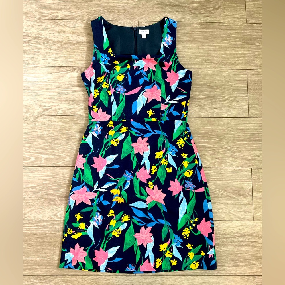 NWT J. Crew Floral Basketweave Square Neck Dress size 0